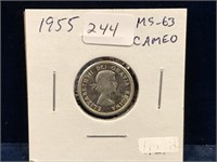1955 Can Silver Ten Cent Piece  MS63  Cameo