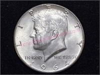 1964-D Kennedy Half Dollar (90% silver) AU