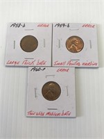 1958-1960 (3) Error Lincoln Cents