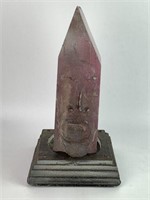 Ethereal Art Glass Prism Face Sculpture with Base