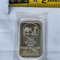 One 1 Ounce Fine .999 Silver Bullion Silver Towne