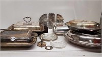 SILVER ENTREE DISHES + BUTTER DISH + EXPANDABLE