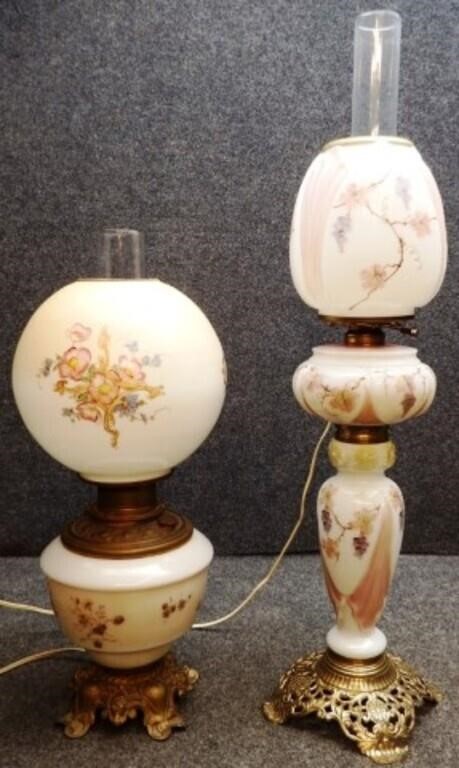 (2) Electrified Glass Parlor Lamps
