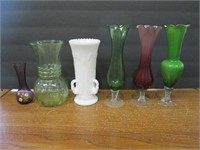 Group of Colored Glass Vases