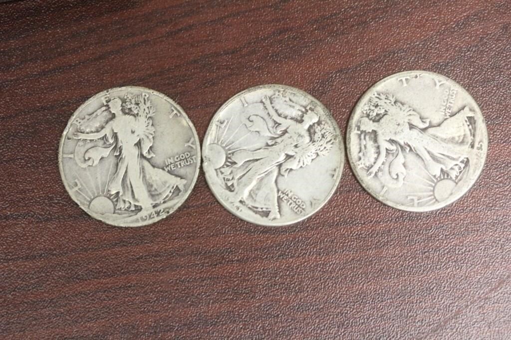 Lot of 3 Walking Liberty