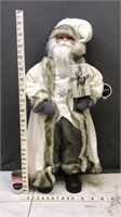 Large Tall Santa In White Outfit 34in H