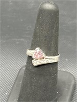 Sterling Silver and Morganite Eing Size 6