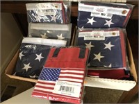 6 American Flags And Patriotic Tote