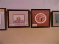 (4) P. Buckley Moss Framed & Matted Prints -