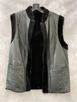 Leather and Faux Fur Reversible Vest