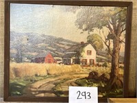 Vintage farmhouse painting; 18x21