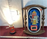 Vintage Black Label Beer Can Lamp, Wool Hanging