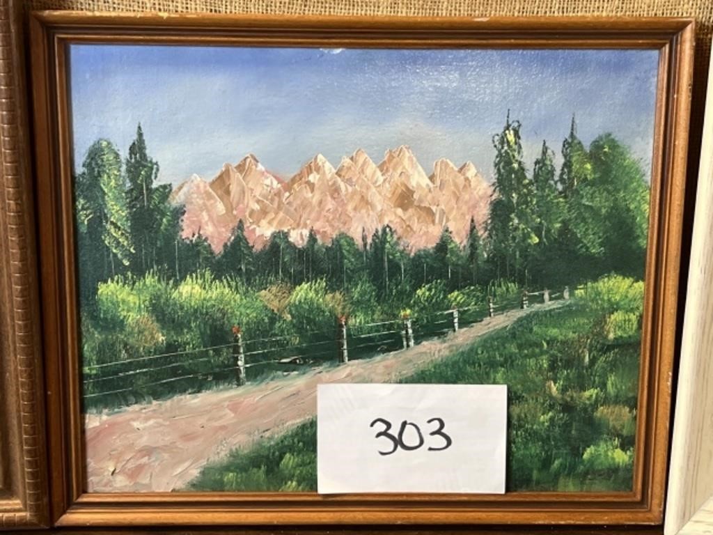 Vintage mountain road painting