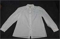 Tan Jay White Sheer Women's Blouse Top Size 12