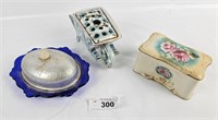 Trinket Box, Small Lidded Dish & Wheelbarrow