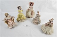 Ceramic Ruffled Figure Lot/ Some Chips