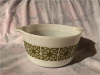 White Pyrex bowl with flower pattern