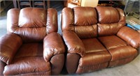 Leather Dual Reclining Love Seat & Recliner