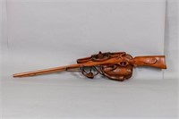 Hand Carved Folk Art Muzzle Loader with 2 Carved