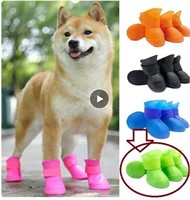22$-4pcs Cute Pets WaterProof Rain Shoes Boots