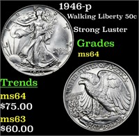 1946-p Walking Liberty Half Dollar 50c Grades Choi