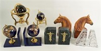 Group of Bookends and Miniature Globes