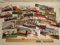 Lot of Railroad Post Cards Red White & Blue Engine