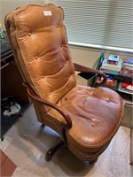 Leather Office Chair w/Hobnail Trim