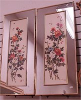 Two framed Oriental prints of flowers