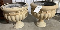 2 Large Resin Planters Both Chipped