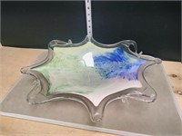 Beautiful Color Hand Blown Glass Dish