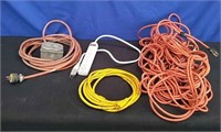 Box of 3 Extension Cords, Power Strip