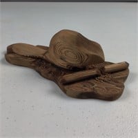 Wooden Beaver Chewing on Wood