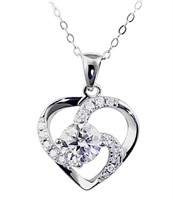 925S 1.0ct Moissanite Diamond Heart Necklace