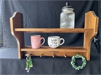 Coffee nook shelf, 22.5 x 15", cups, coffee