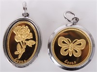 .999 PURE GOLD CHINESE NATURE CHARMS - LOT OF 2