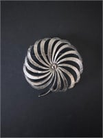 Elegant Spiral Silver Brooch by Monet