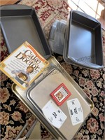 Wilton cake pans, cookbook, sheet pans and more