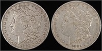 1880-O & 1881-O MORGAN DOLLARS XF