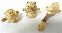 lot of 3 possibly hand carved tape measures