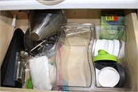Contents of drawer, strainer