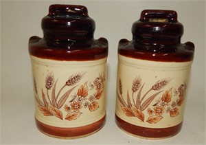 Large Vintage Milk Cans with Wheat Design