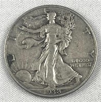 1938 Walking Liberty Silver Half Dollar, US 50c