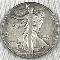 1937 Walking Liberty Silver Half Dollar, US 50c