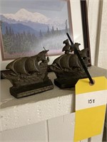 Cast iron sail boat book ends