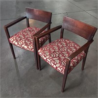 2 Fabric Lobby Chairs w/ Wooden Frame