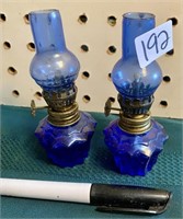 2 BLUE MINI OIL LAMPS