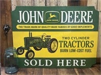 Large tin John Deere sign nostalgic