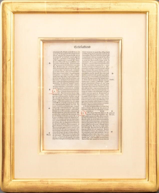 Black Letter Bible Manuscript Leaf, 1497