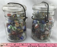 Vintage Marbles in Glass Top Mason Jars